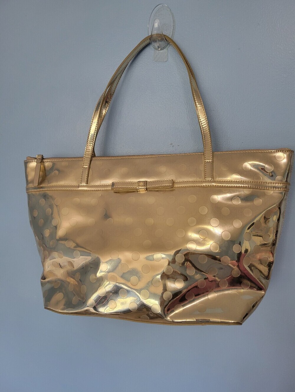Kate Spade NY Large Metallic Gold Polka Dot Tote Bag
